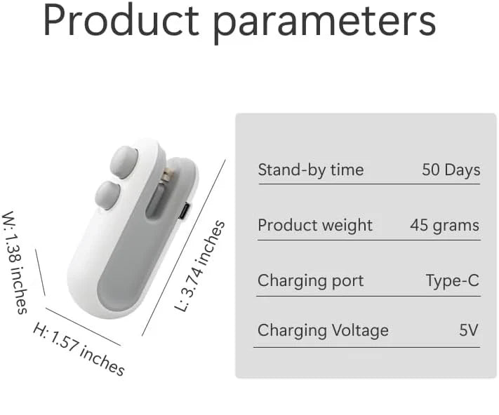 Portable 2-in-1 Heat & Vacuum Sealer – Compact & Rechargeable
