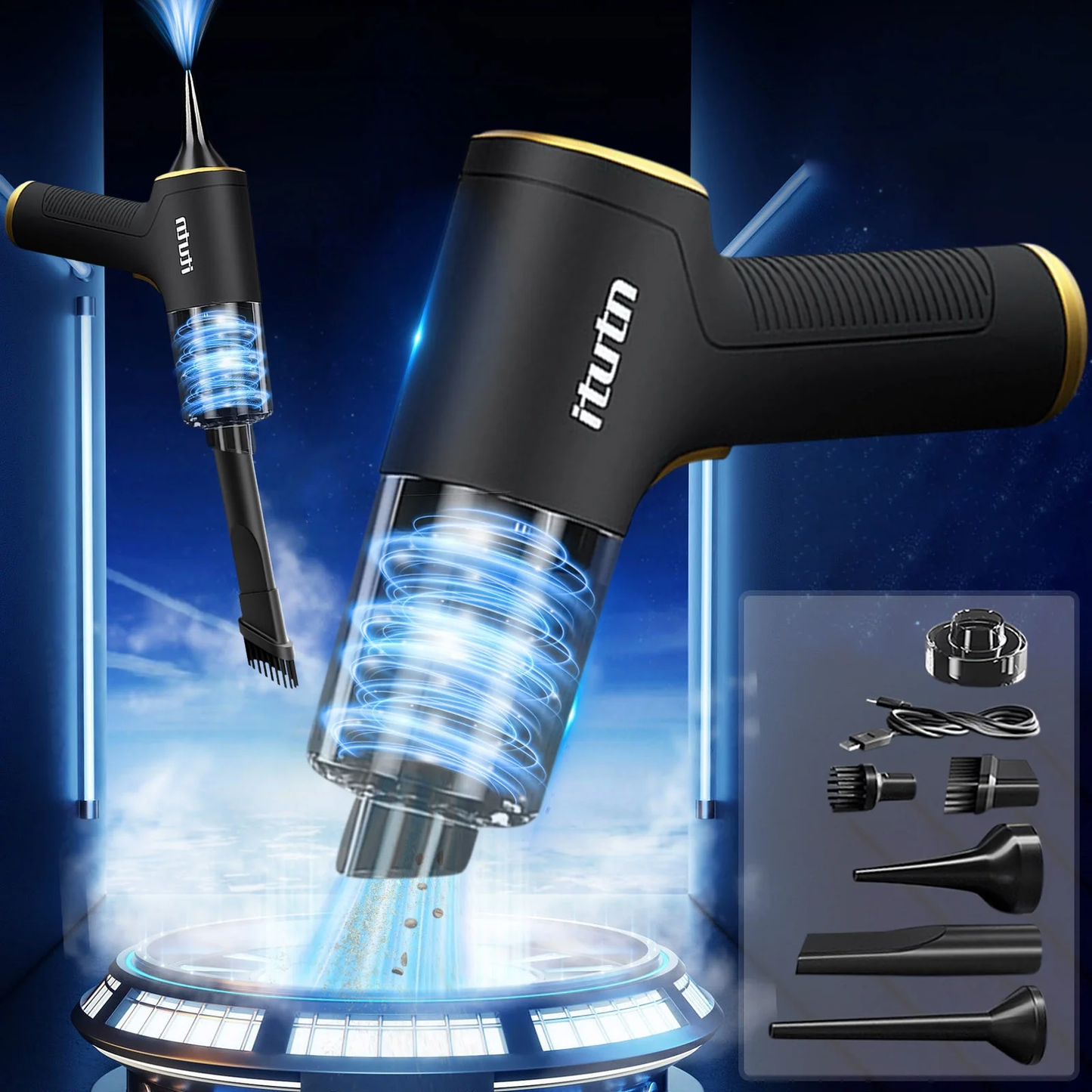 ITUTN Wireless Car Vacuum Cleaner – High Pressure, Powerful Suction & Blower for Vehicles